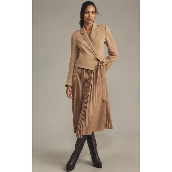 Anthropologie ASTR The Label Twofer Wrap Dress Taupe Sekani Preppy Small NWT